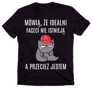 KOSZULKA MÓWIĄ ŻE IDEALNI FACECI - KOSZULKA Z KOTEM.jpg