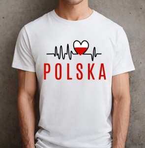 MĘSKA KOSZULKA DLA KIBICA POLSKIEJ REPREZENTACJI EKG - biała