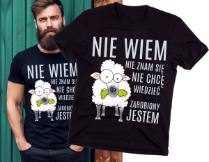 ŚMIESZNA MĘSKA KOSZULKA NIE WIEM NIE ZNAM SIĘ.jpg