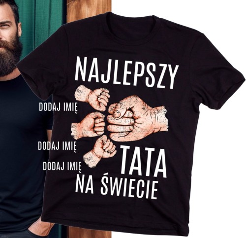 Koszulka dla taty na święta pod choinkę - z imieniem 3 dzieci