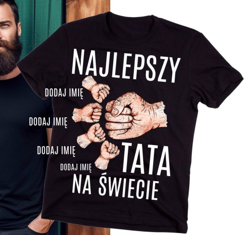 Koszulka dla taty na święta pod choinkę - z imieniem 4 dzieci