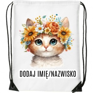 Worek na buty z imieniem do przedszkola szkoły żłobka KOTEK3