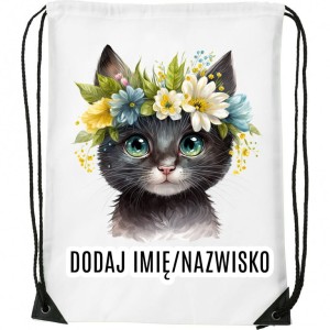 Worek na buty z imieniem do przedszkola szkoły żłobka KOTEK7