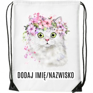 Worek na buty z imieniem do przedszkola szkoły żłobka KOTEK10 