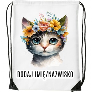 Worek na buty z imieniem do przedszkola szkoły żłobka KOTEK6