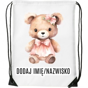 Worek na buty z imieniem do przedszkola szkoły żłobka MISIEK4