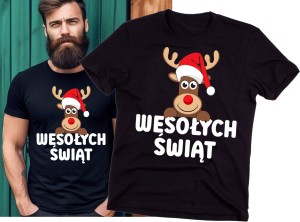 męska koszulka z życzeniami na święta wesołych świąt renifer.jpg