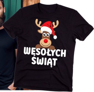 męska koszulka z życzeniami na święta wesołych świąt renifer b.jpg