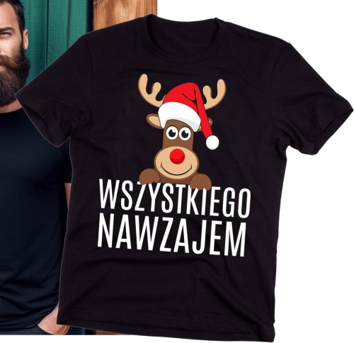 męska koszulka z życzeniami na święta wesołych świąt renifer b.jpg
