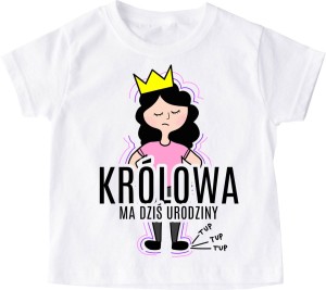 Koszulka na urodziny dla dziewczynki - czarne włoski 