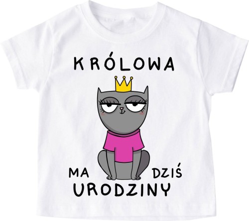 Koszulka na urodziny dla dziewczynki - królowa ma dziś urodziny kotek