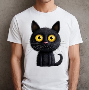męska koszulka z czarnym kotem.JPG