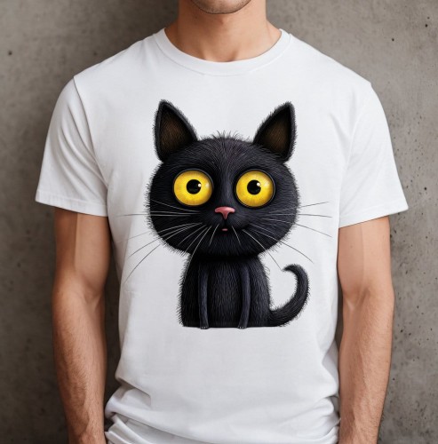męska koszulka z czarnym kotem.JPG