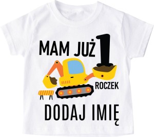 Koszulka na 1 urodziny dla chłopczyka z imieniem mam już 1 roczek 