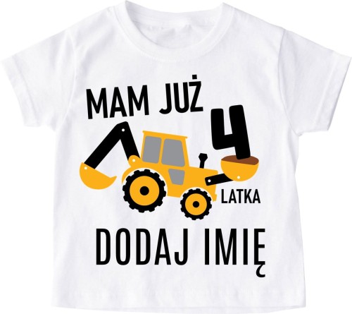 Koszulka na 4 urodziny dla chłopczyka z imieniem mam już 4 LATKA