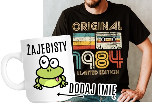 PREZENT NA 40 URODZINY - KOSZULKA PLUS KUBEK Z IMIENIEM