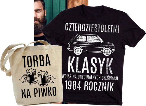 ZESTAW NA 40 URODZINY KOSZULKA MĘSKA PLUS TORBA
