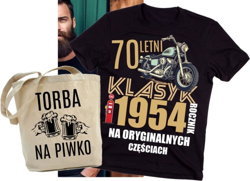 ZESTAW NA 70 URODZINY KOSZULKA MĘSKA PLUS TORBA