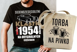 ZESTAW NA 70 URODZINY KOSZULKA MĘSKA PLUS TORBA 
