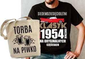 ZESTAW NA PREZENT 70 URODZINY KOSZULKA MĘSKA PLUS TORBA