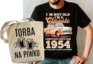 ZESTAW NA PREZENT 70 URODZINY KOSZULKA MĘSKA PLUS TORBA