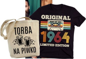 ZESTAW NA PREZENT koszulka na 60 URODZINY 60 LAT plus torba z nadrukiem