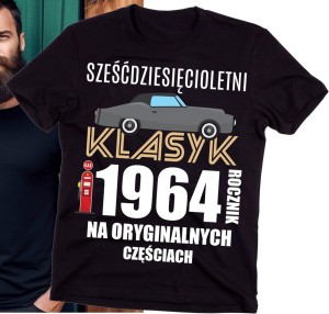 Koszulka NA 60 Urodziny MĘSKA CZARNA PREZENT NA 60 DLA MĘŻCZYZNY