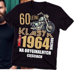 Męska koszulka na 60 urodziny A MOTOCYKLEM 60 LETNI KLASYK 
