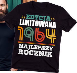 CZARNA MĘSKA KOSZULKA Z NADRUKIEM NA 60 URODZINY edycla limitowana v.png