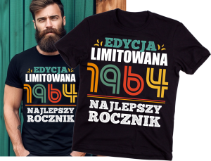 CZARNA MĘSKA KOSZULKA Z NADRUKIEM NA 60 URODZINY edycla limitowana.png