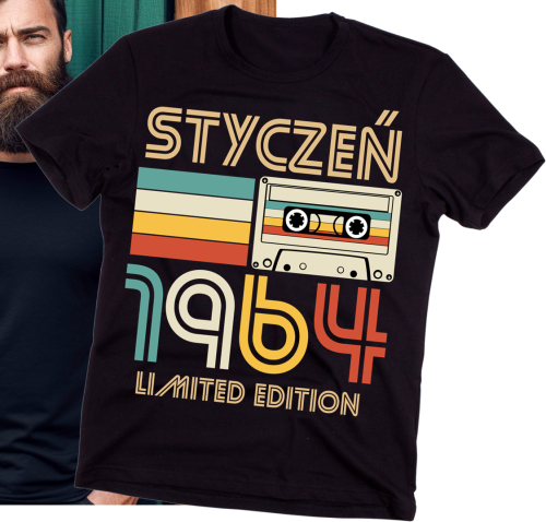 60 urodziny koszulka męska styczeń 1964.png