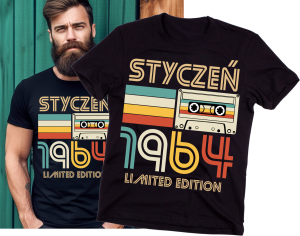 na 60 urodziny koszulka męska styczeń 1964.png