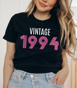 damska czarna koszulka na 30 VINTAGE 1994