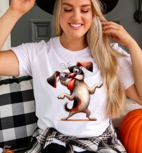 Biała damska koszulka z nadrukiem smieszne1