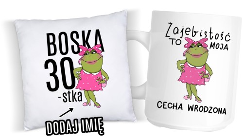 prezent na 30 dla koleżanki poduszka plus kubek.jpg