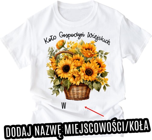 koszulki dla koła gospodyń wiejskich ze słonecznikami w koszu