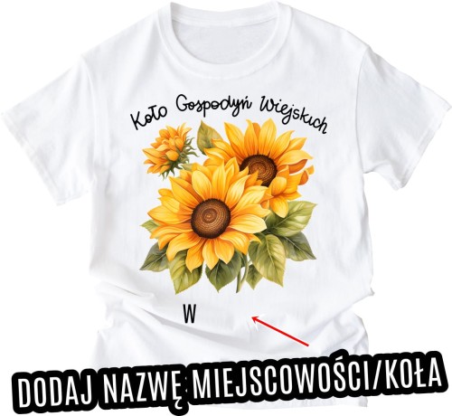 koszulki dla koła gospodyń wiejskich ze słonecznikami - biała