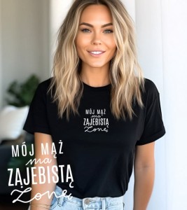 CZARNA KOSZULKA DAMSKA DLA ŻONY 