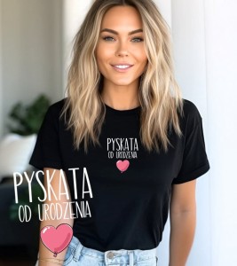 CZARNA KOSZULKA DAMSKA z nadrukiem