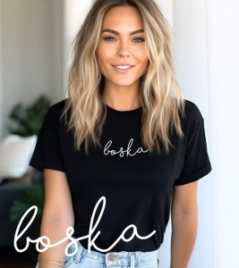 CZARNA KOSZULKA DAMSKA z nadrukiem