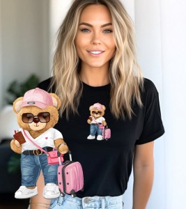 CZARNA KOSZULKA DAMSKA z nadrukiem dd43