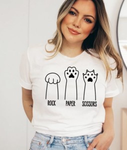 biała KOSZULKA papier kamień  .... 
