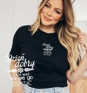 CZARNA koszulka damska DZIEŃ DOBRY 