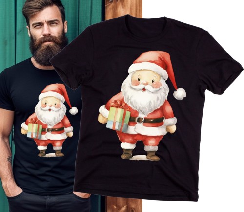 męska czarna Koszulka Z MIKOŁAJEM SANTACLAUS9