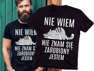 Czarna męska koszulka z fajnym nadrukiem b.jpg