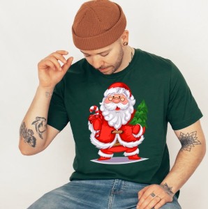 zielona koszulka z mikołajem męska.JPG