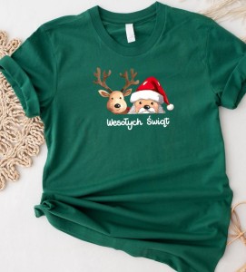 fajna damska zielona koszulka na święta.jpg