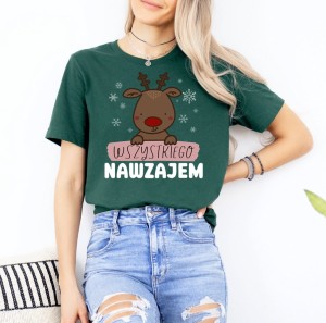 fajna damska zielona koszulka na święta.jpg