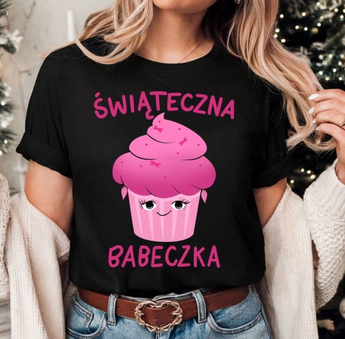 CZARNA DAMSKA KOSZULKA ŚWIĄTECZNA BABECZKA.jpg