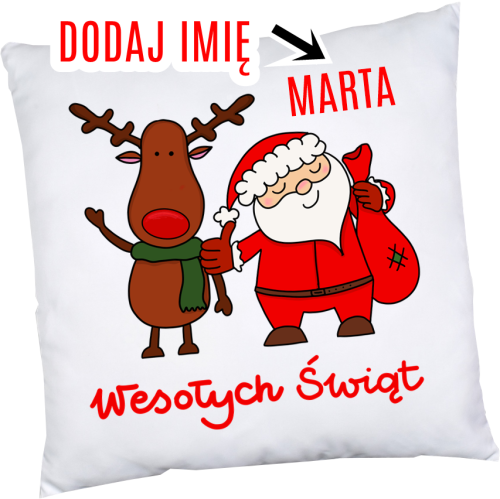 Poduszka na mikołajki z imieniem dla dzieci na klasowe mikołajki